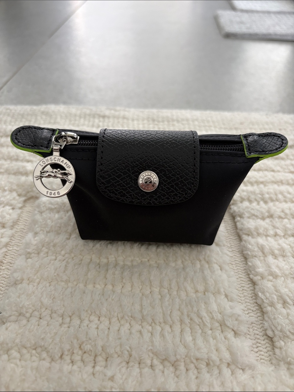 Longchamp Le Pilage Green Coin Purse - Black